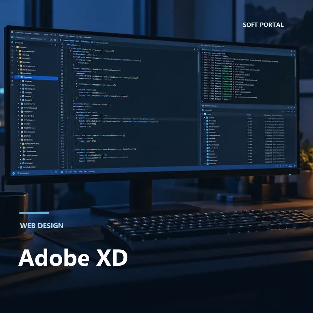 Editorial artwork for Adobe XD in a Windows workspace
