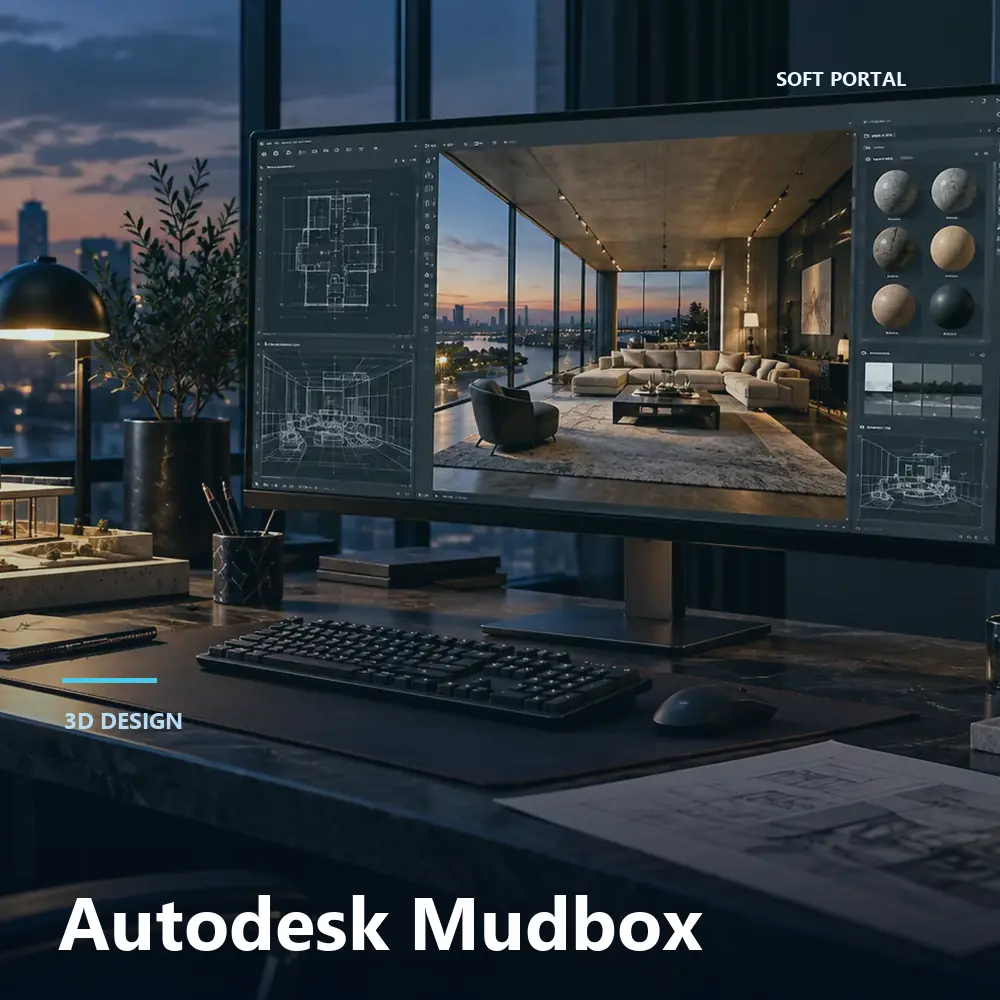 Editorial artwork for Autodesk Mudbox in a Windows workspace