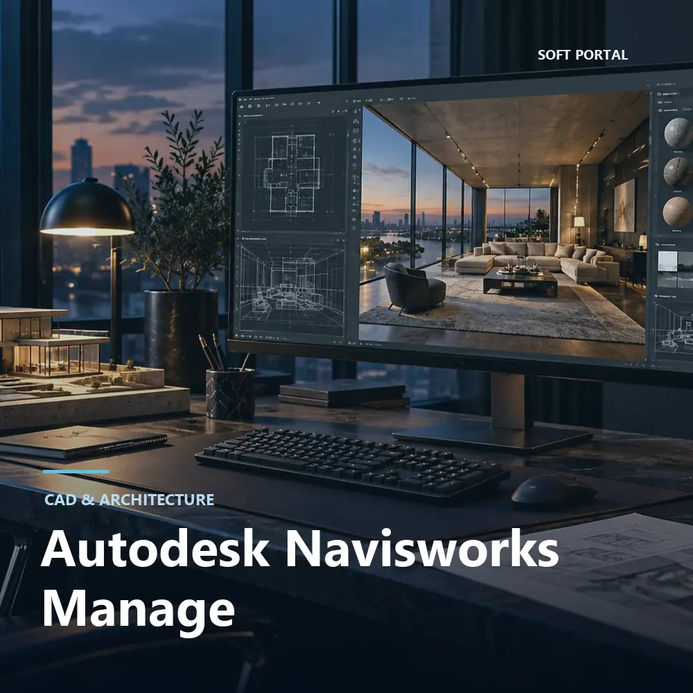 Editorial artwork for Autodesk Navisworks Manage in a Windows workspace