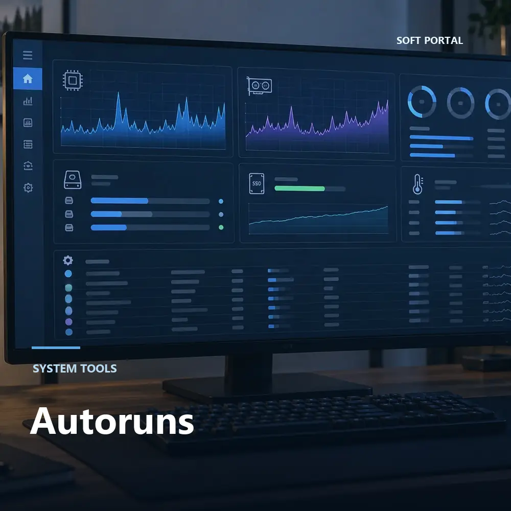 Editorial artwork for Autoruns in a Windows workspace
