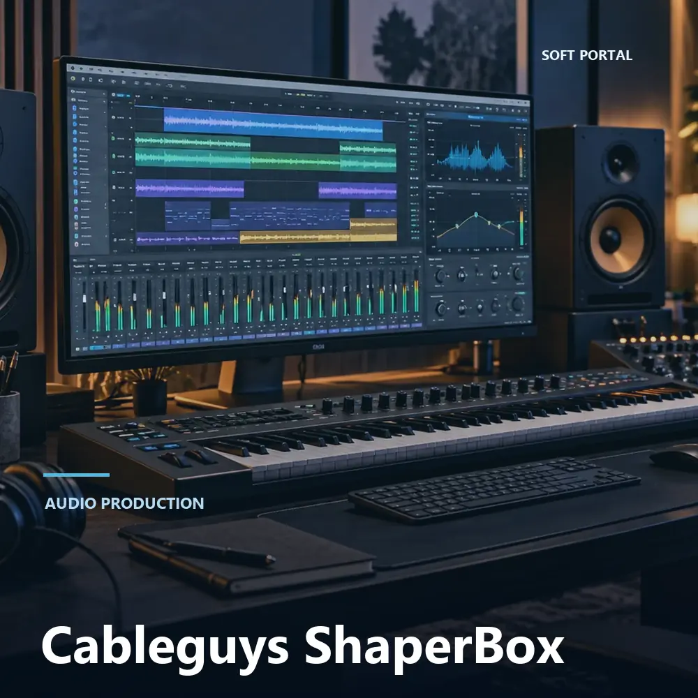 Editorial artwork for Cableguys ShaperBox in a Windows workspace