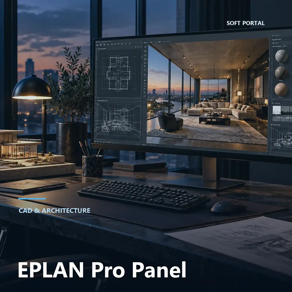 Editorial artwork for EPLAN Pro Panel in a Windows workspace