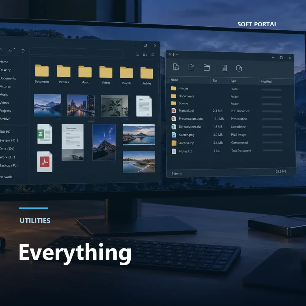 Editorial artwork for Everything in a Windows workspace