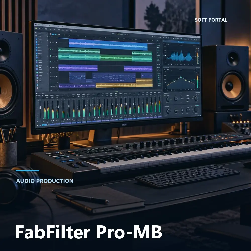 Editorial artwork for FabFilter Pro-MB in a Windows workspace