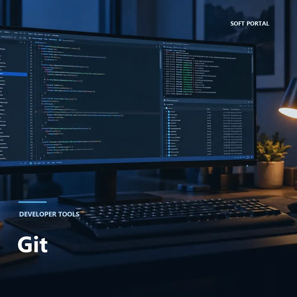 Editorial artwork for Git in a Windows workspace
