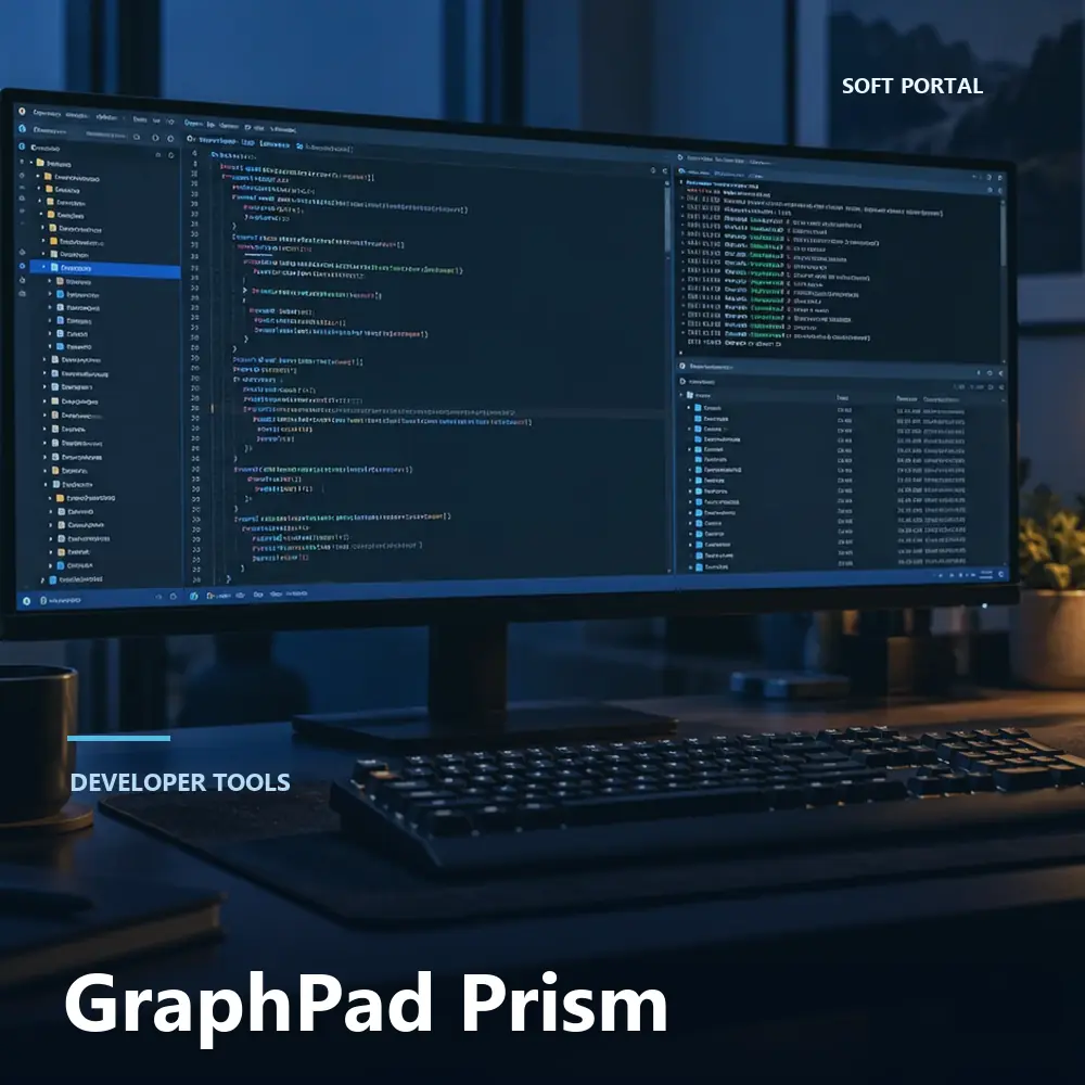 Editorial artwork for GraphPad Prism in a Windows workspace