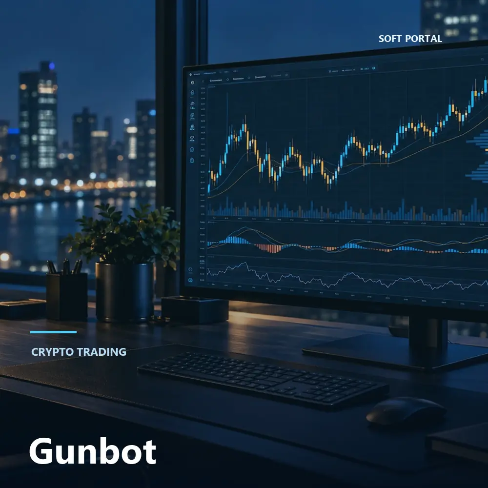 Editorial artwork for Gunbot in a Windows workspace