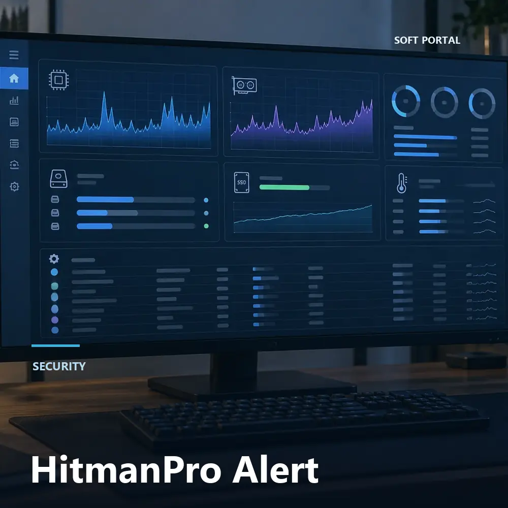 Editorial artwork for HitmanPro Alert in a Windows workspace