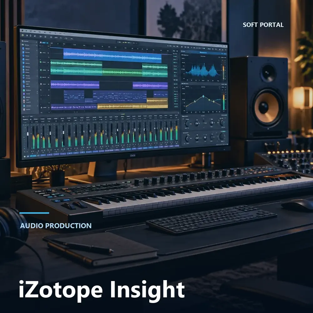 Editorial artwork for iZotope Insight in a Windows workspace