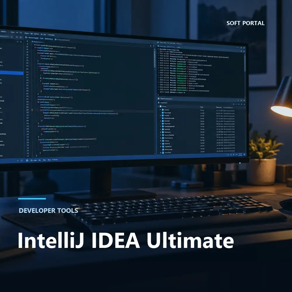 Editorial artwork for IntelliJ IDEA Ultimate in a Windows workspace