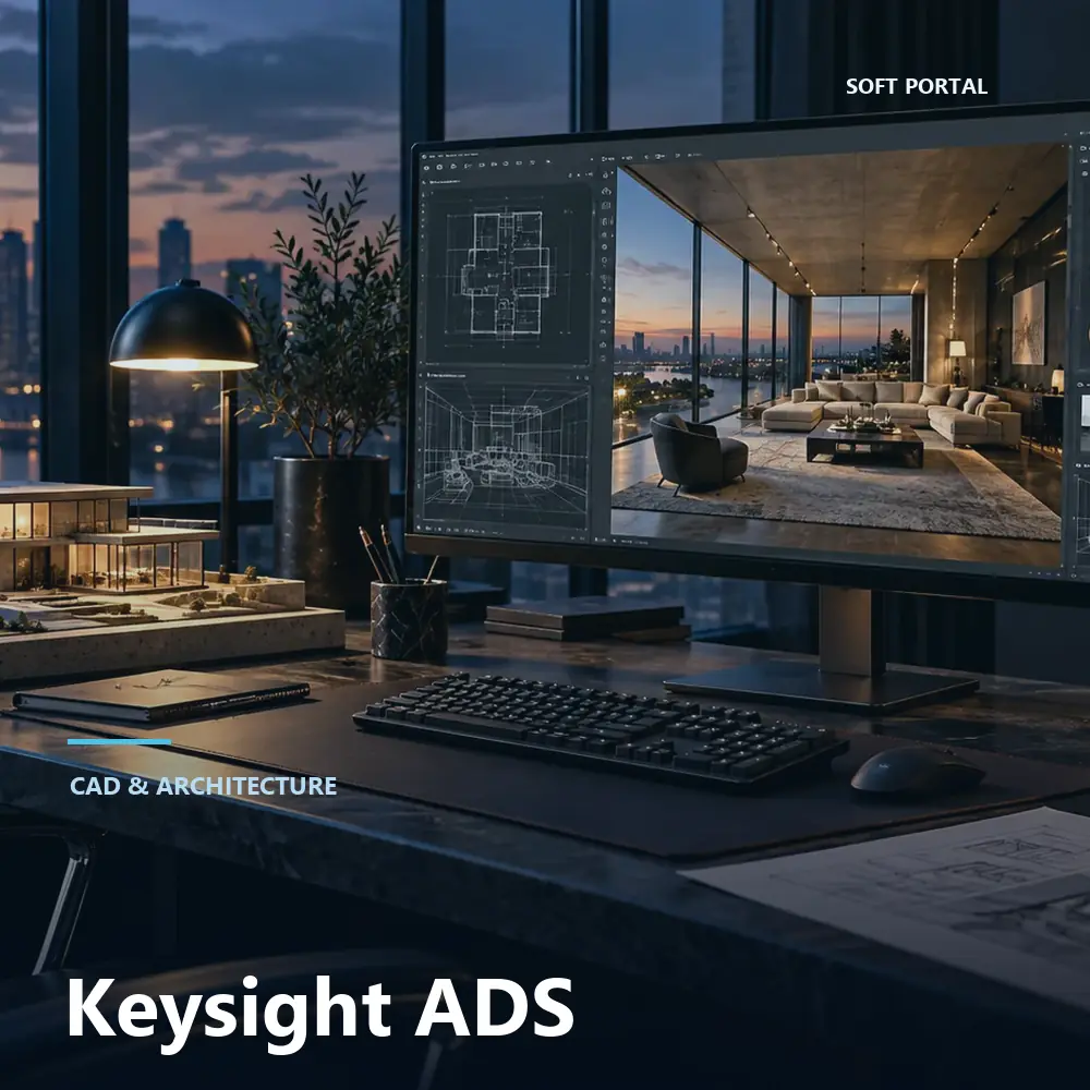 Editorial artwork for Keysight ADS in a Windows workspace