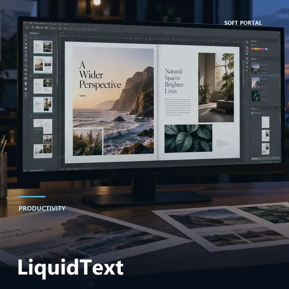 Editorial artwork for LiquidText in a Windows workspace