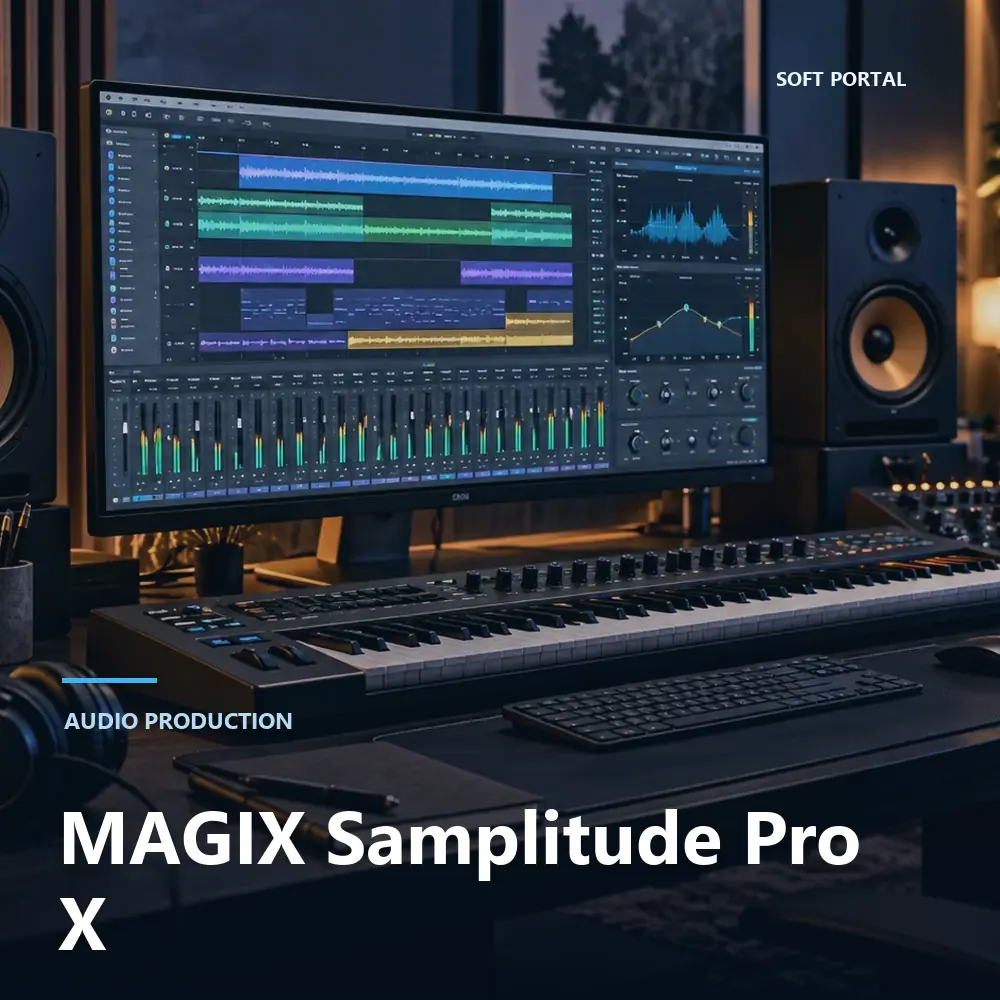 Editorial artwork for MAGIX Samplitude Pro X in a Windows workspace