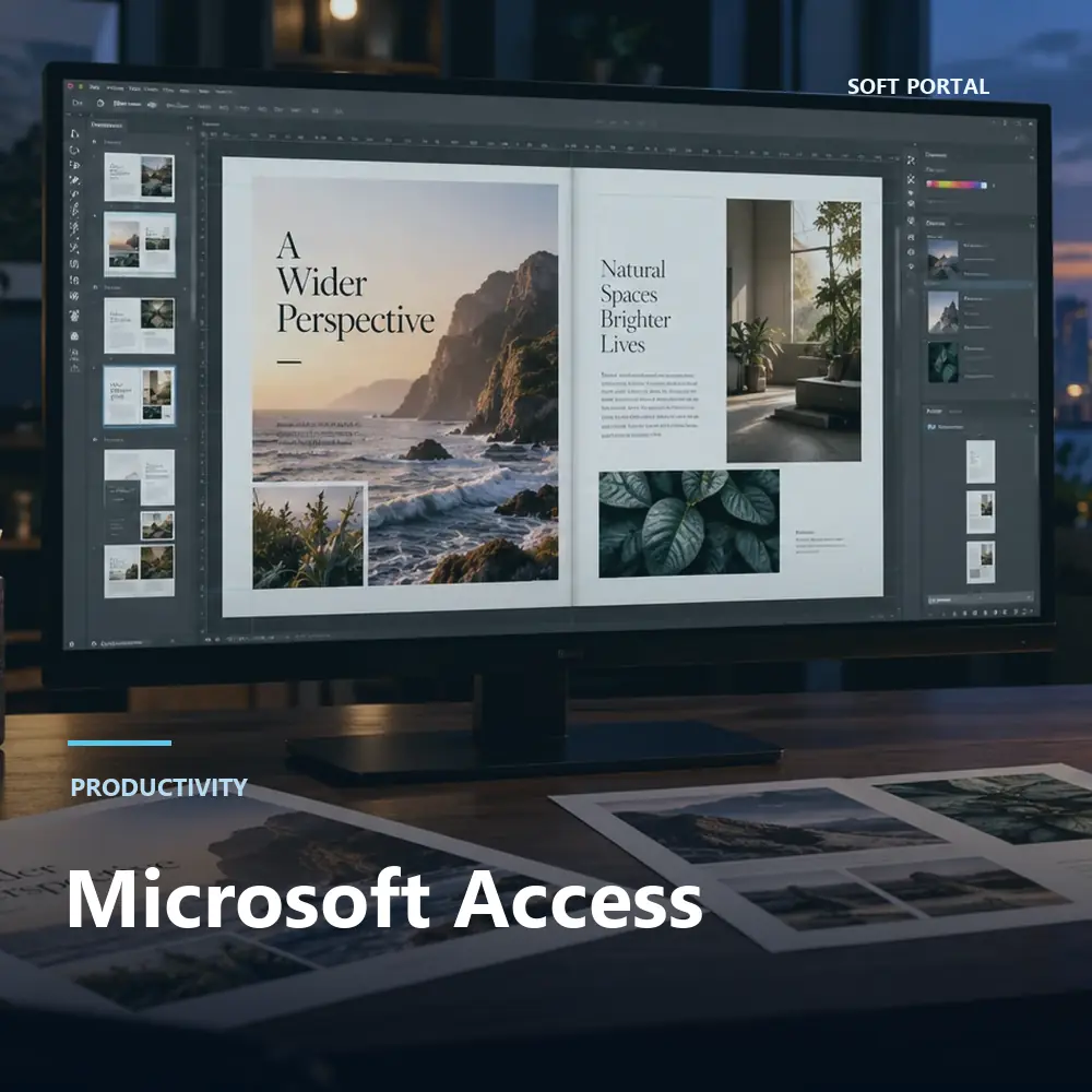 Editorial artwork for Microsoft Access in a Windows workspace