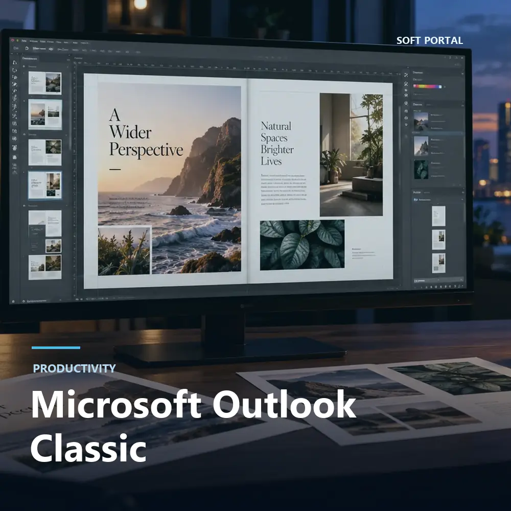 Editorial artwork for Microsoft Outlook Classic in a Windows workspace