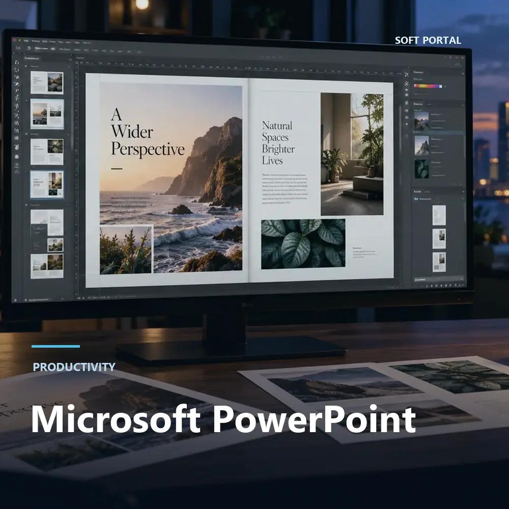 Editorial artwork for Microsoft PowerPoint in a Windows workspace