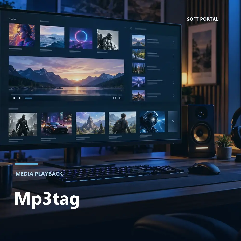 Editorial artwork for Mp3tag in a Windows workspace