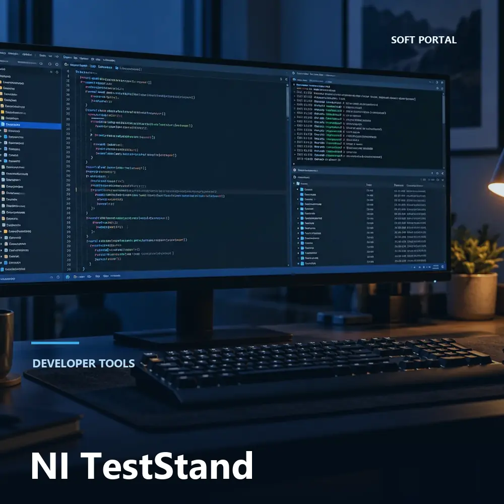 Editorial artwork for NI TestStand in a Windows workspace