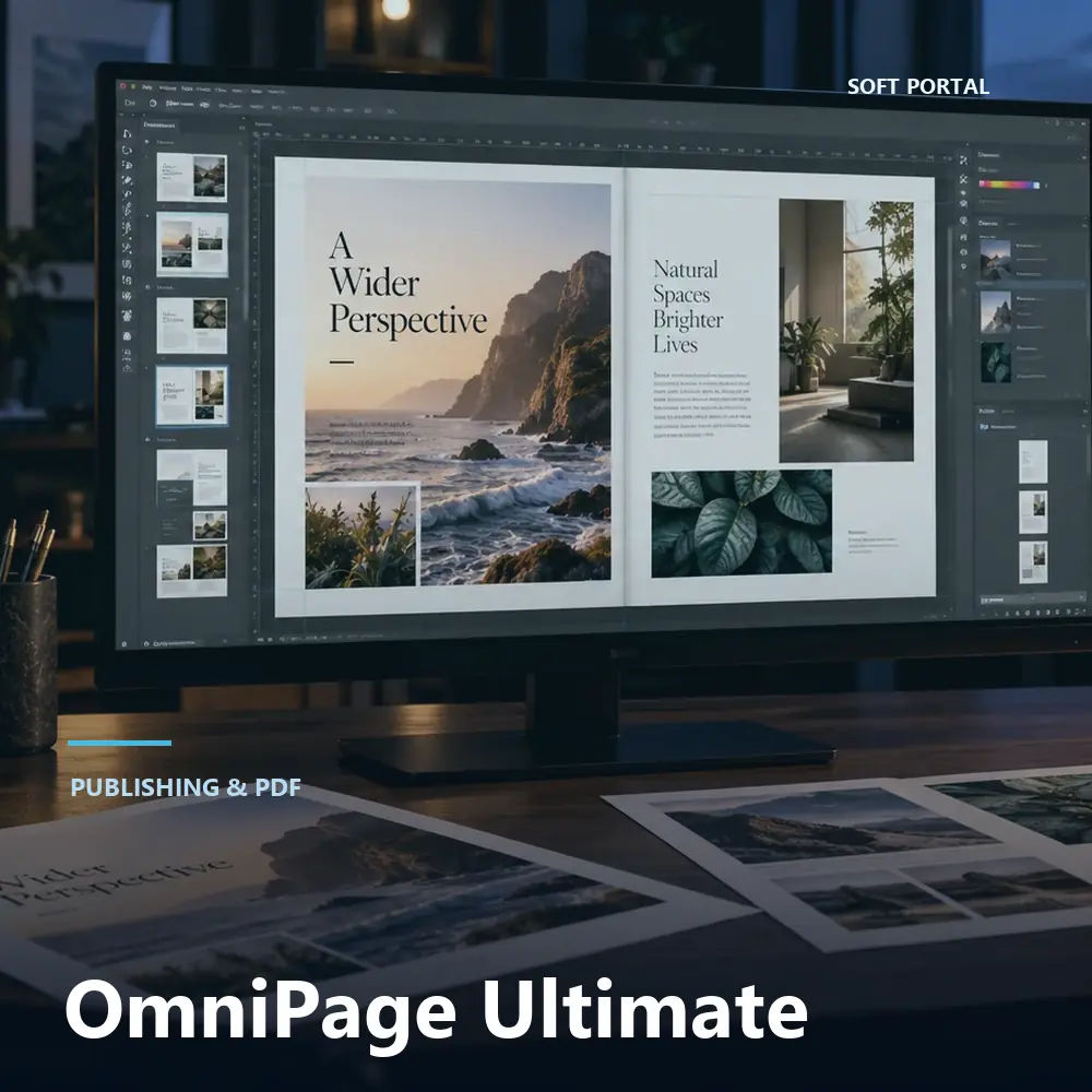 Editorial artwork for OmniPage Ultimate in a Windows workspace