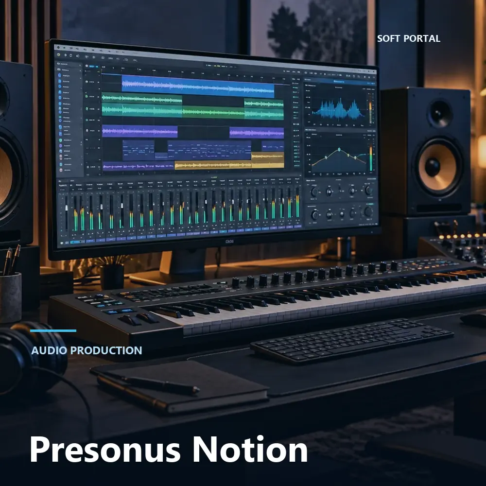 Editorial artwork for Presonus Notion in a Windows workspace