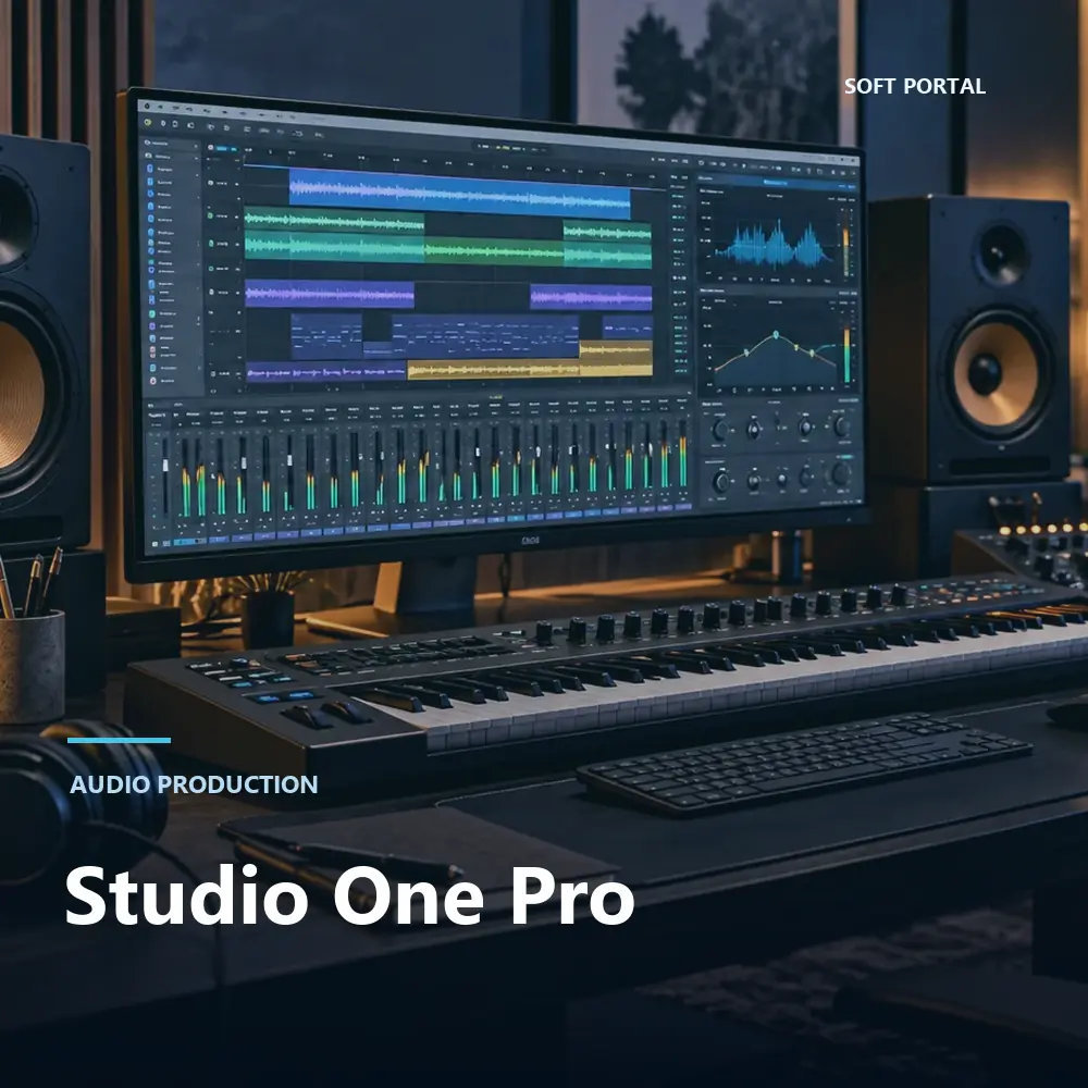 Editorial artwork for Studio One Pro in a Windows workspace
