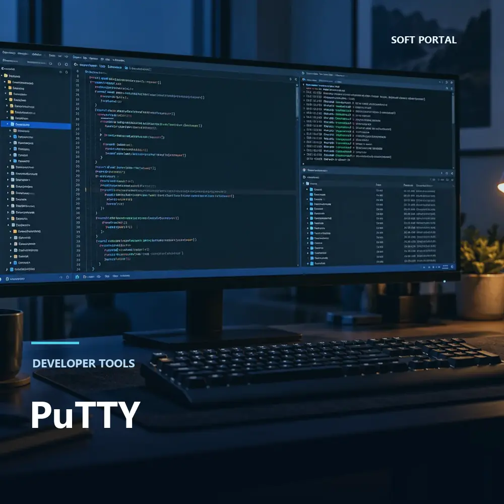 Editorial artwork for PuTTY in a Windows workspace