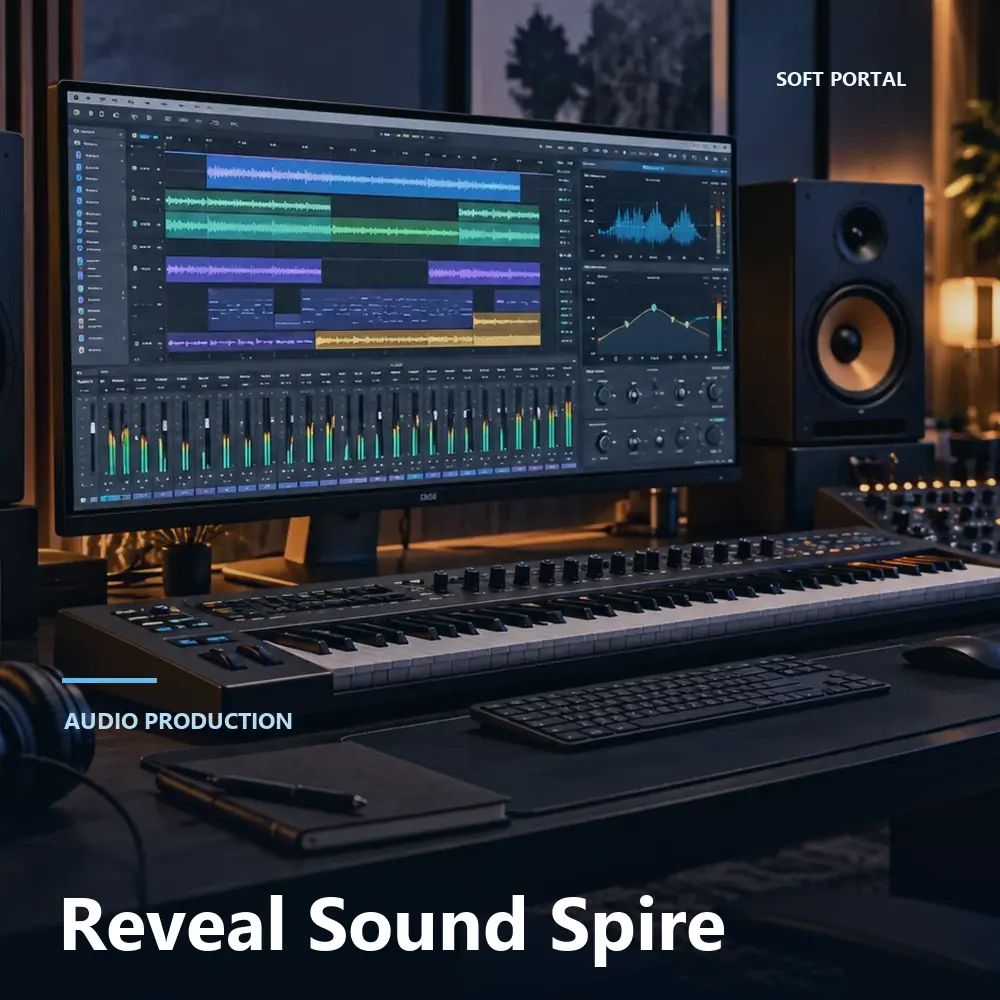 Editorial artwork for Reveal Sound Spire in a Windows workspace
