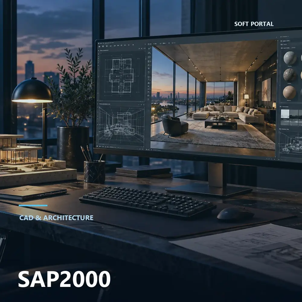 Editorial artwork for SAP2000 in a Windows workspace