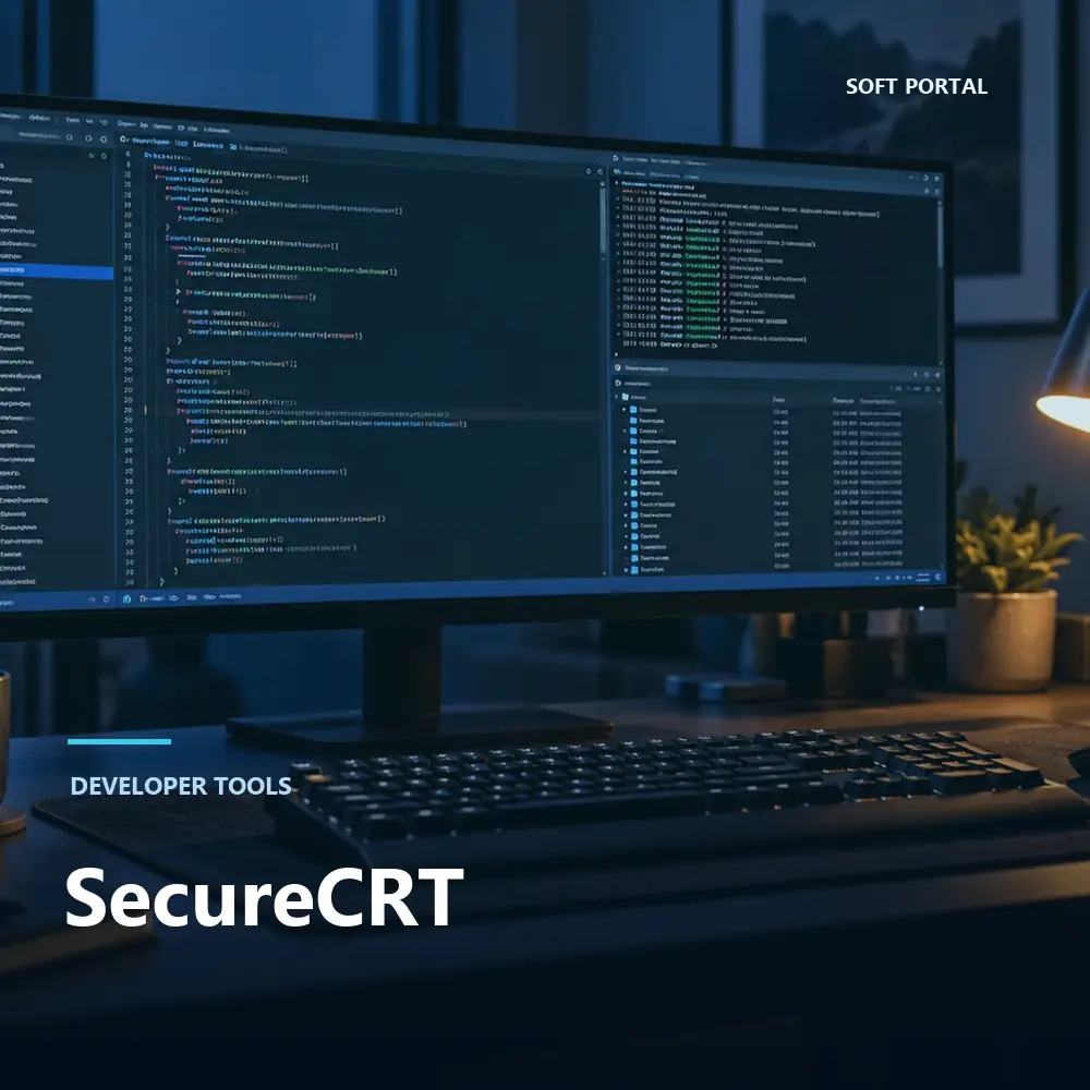 Editorial artwork for SecureCRT in a Windows workspace