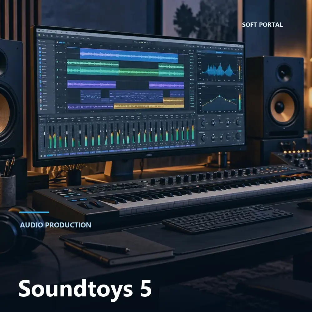 Editorial artwork for Soundtoys 5 in a Windows workspace