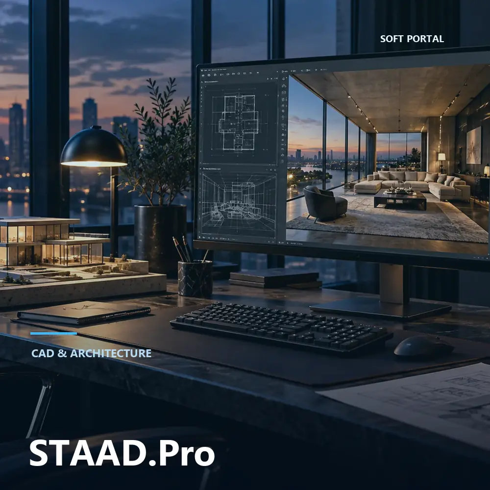 Editorial artwork for STAAD.Pro in a Windows workspace