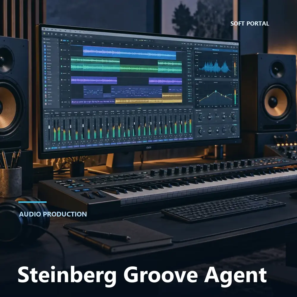 Editorial artwork for Steinberg Groove Agent in a Windows workspace