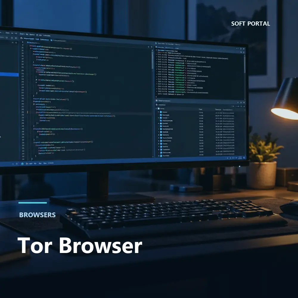 Editorial artwork for Tor Browser in a Windows workspace