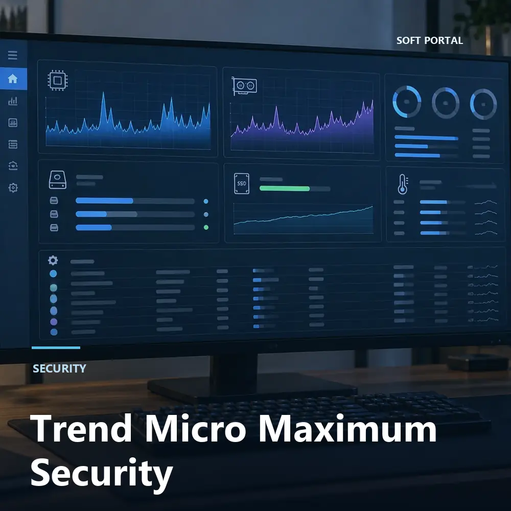 Editorial artwork for Trend Micro Maximum Security in a Windows workspace