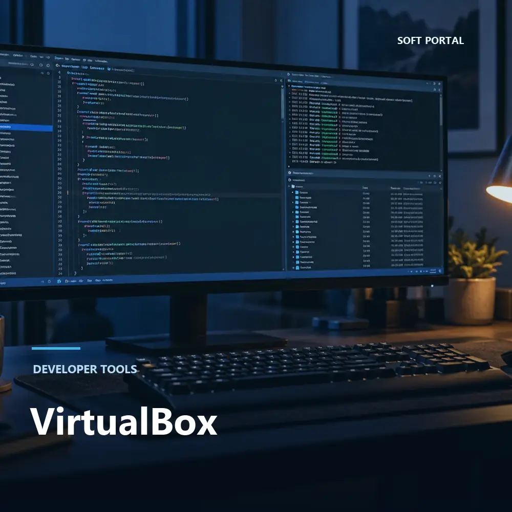 Editorial artwork for VirtualBox in a Windows workspace